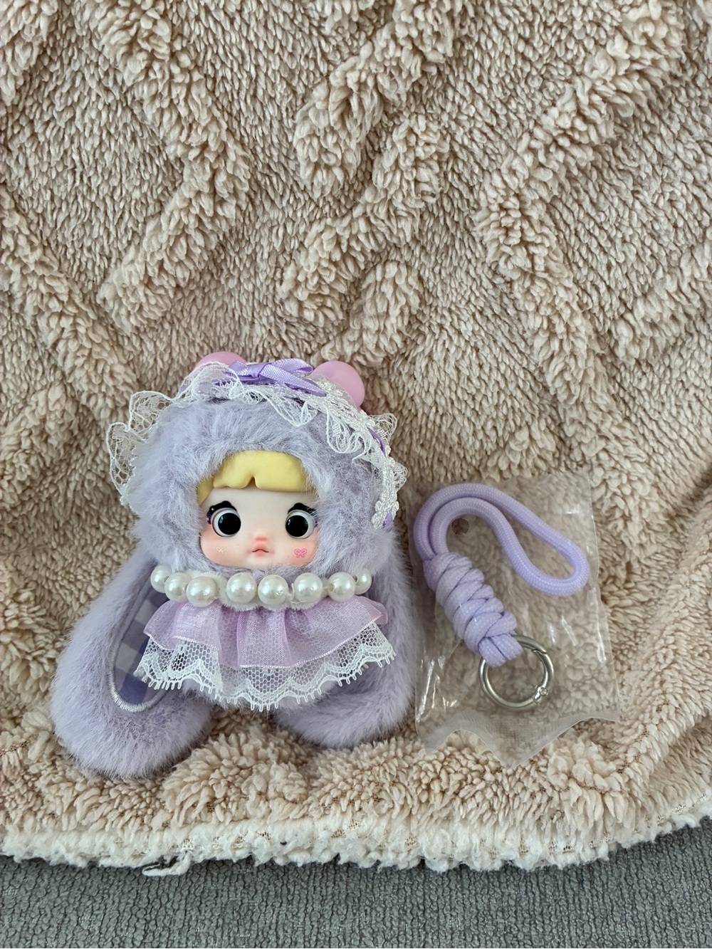 Nommi Lilac Plush Doll Keychain with iPearl Collar